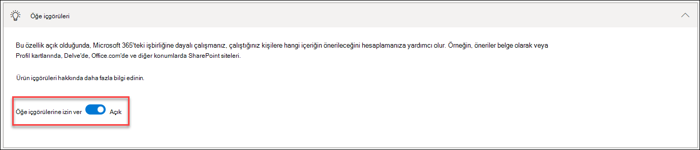 Öğe yönetim bilgilerini kapatma bölümünün ekran görüntüsü