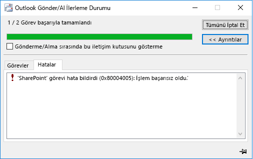 SharePoint Belge Kitaplığı'na bağlanma hatası