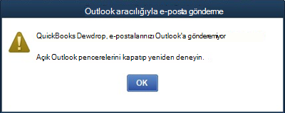 Quickbooks desktop Outlook'ta e-posta gönderemiyor hatası