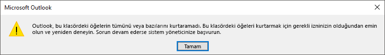 Silinen Öğeleri Kurtarma Hatası