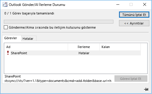 SharePoint stssync hatası