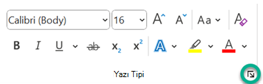 Yazı Tipi iletişim kutusu başlatıcısı.
