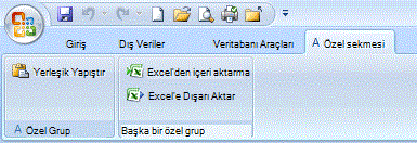 İki gruplu özel Şerit sekmesi