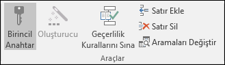 Tasarım sekmesindeki Araçlar grubu