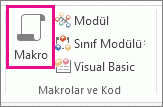 Oluştur sekmesindeki Makro düğmesi.