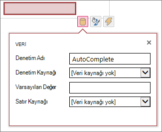 Yeni otomatik tamamlama kutusu denetiminin özellik kutusu