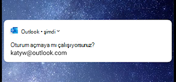 Oturum açmanızı isteyen Outlook Mobile'ı gösteren ekran görüntüsü