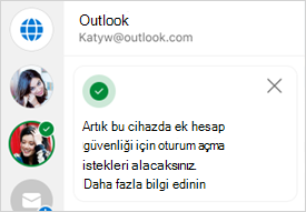 Oturum açma onayının gösterildiği ekran görüntüsü