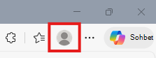Microsoft Edge'de profil simgesini gösteren ekran görüntüsü