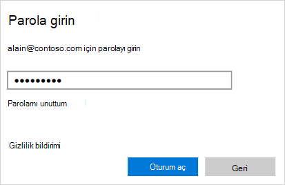 Parola girme ekranı