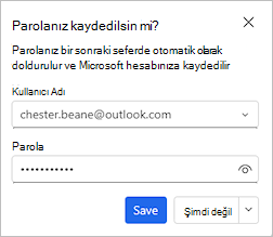 Parolanızı kaydetmeyi teklif eden iletişim kutusunu gösteren ekran görüntüsü