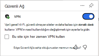 VPN iki durumlu düğmesinin ekran görüntüsü