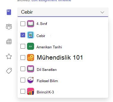 Seçeneklere atamanın ekran görüntüsü.