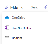 Ekleme seçeneklerinin ekran görüntüsü.