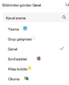 Kanal bildirimlerinin ekran görüntüsü.