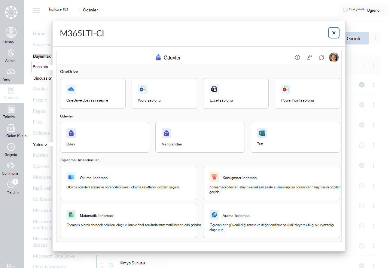 Ödeviniz veya modülünüz için oluşturmak üzere bir Microsoft eğitimi seçin