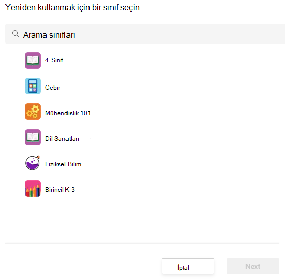 Sınıf seçin