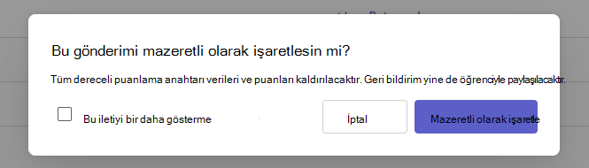 mazeretli iletişim kutusu