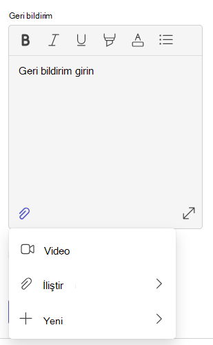 Geri bildirimin ekran görüntüsü.