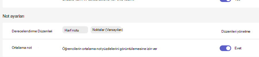 not ayarları