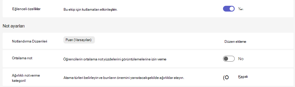 not ayarları