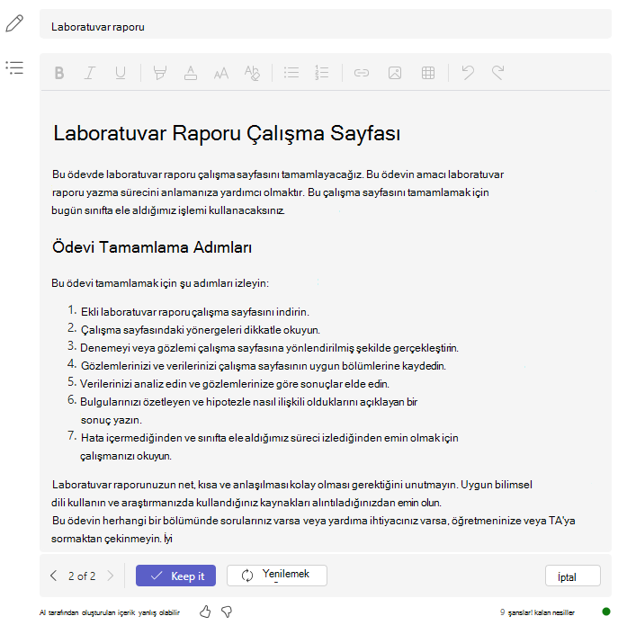 Laboratuvar raporu adımları