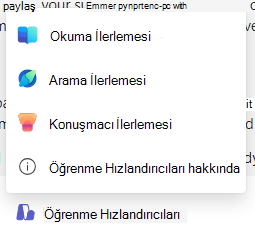 Öğrenme hızlandırıcılarının ekran görüntüsü.