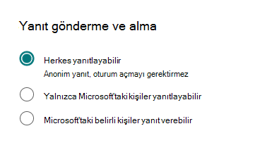 Herhangi biri seçeneğinin ekran görüntüsü.