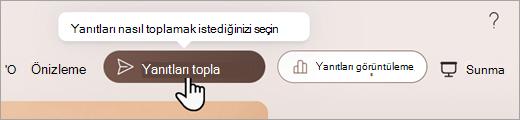 TMicrosoft FormsMicrosoft Forms'da yanıtları nasıl toplamak istediğinizi nereden ayarlayabileceğinizi gösteren ekran görüntüsü.