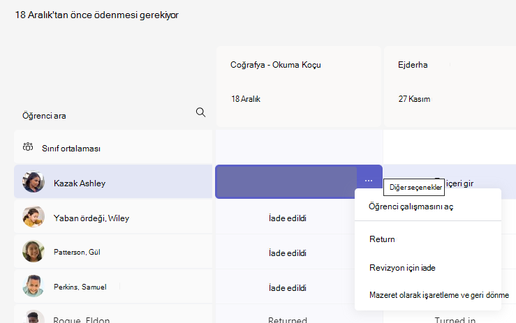 Atama seçenekleri