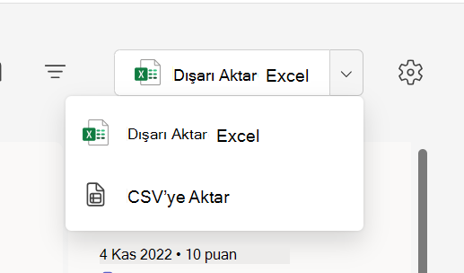 Dışarı aktarmanın ekran görüntüsü.