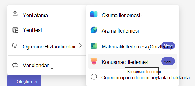 Konuşmacı İlerlemesi ekran görüntüsü.