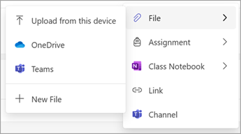 Microsoft Teams'de sınıf çalışması kaynaklarını yönetme ekran görüntüsü bir