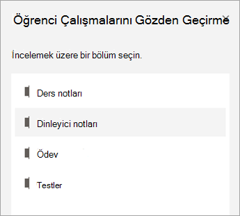 Gözden geçirmek için bir bölüm seçin.