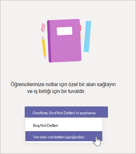 Var olan not defteri içeriğinden bir Sınıf Not Defteri oluşturun.