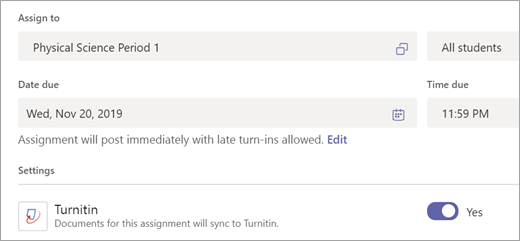 Turnitin seçeneği Evet olarak değiştirildi
