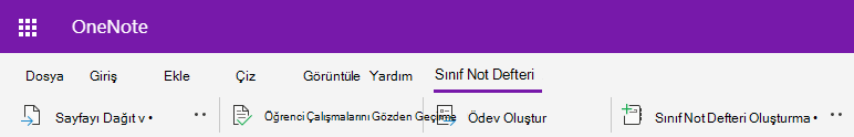 Web için OneNote'da Sınıf Not Defteri sekmesinin ekran görüntüsü