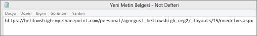 URL'nin ekran görüntüsü.