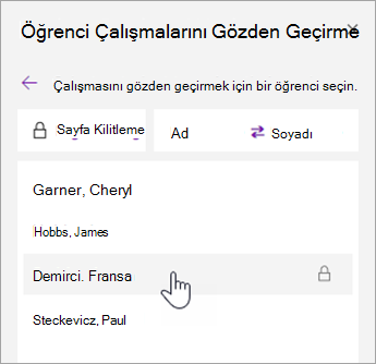 Ad sıralamanın ekran görüntüsü.