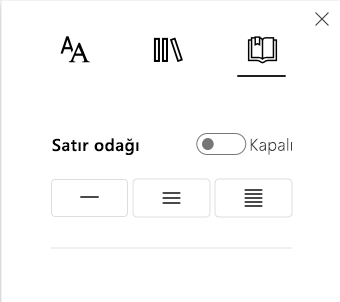 Satır odağının ekran görüntüsü.