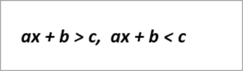 Örnek denklemler: AX+B>C, AX+B<C