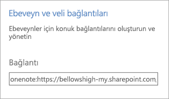 Not Defterlerini Yönet altında ebeveyn ve veli bağlantıları köprüsü.