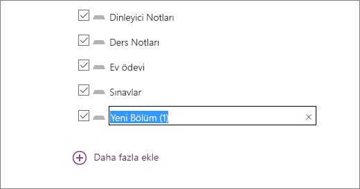 Sınıf Not Defteri Sihirbazı'nda, not defterinin Dinleyici Notları gibi bölümlerini gözden geçirin.