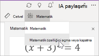 Matematik Özelliğini Aç veya Kapat