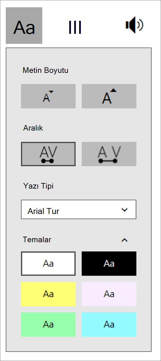 Metin Seçenekleri Menüsü Tam Ekran Okuyucu Tam Ekran Okuyucu