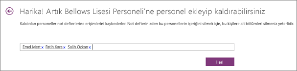 Personel Not Defteri'ne eklemek için Personel Üyelerinin adlarını yazın.
