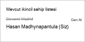 Personel Not Defteri'nden İkincil Sahibi'ni kaldırma