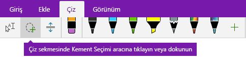 Çizim sekmesindeki Kement Seçimi düğmesi