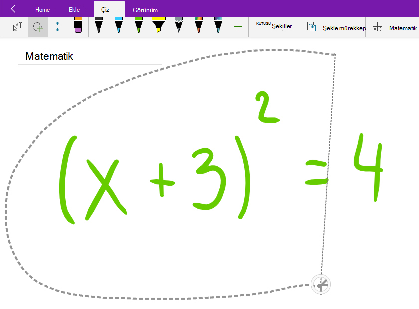El yazısı matematik denkleminde kement seçimi.