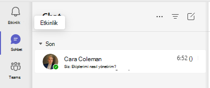 Sohbetin ekran görüntüsü.